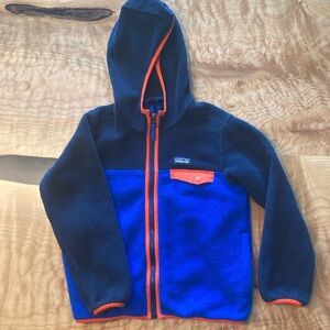 Patagonia Kids Hoodie - Black and Blue with Orange Accents